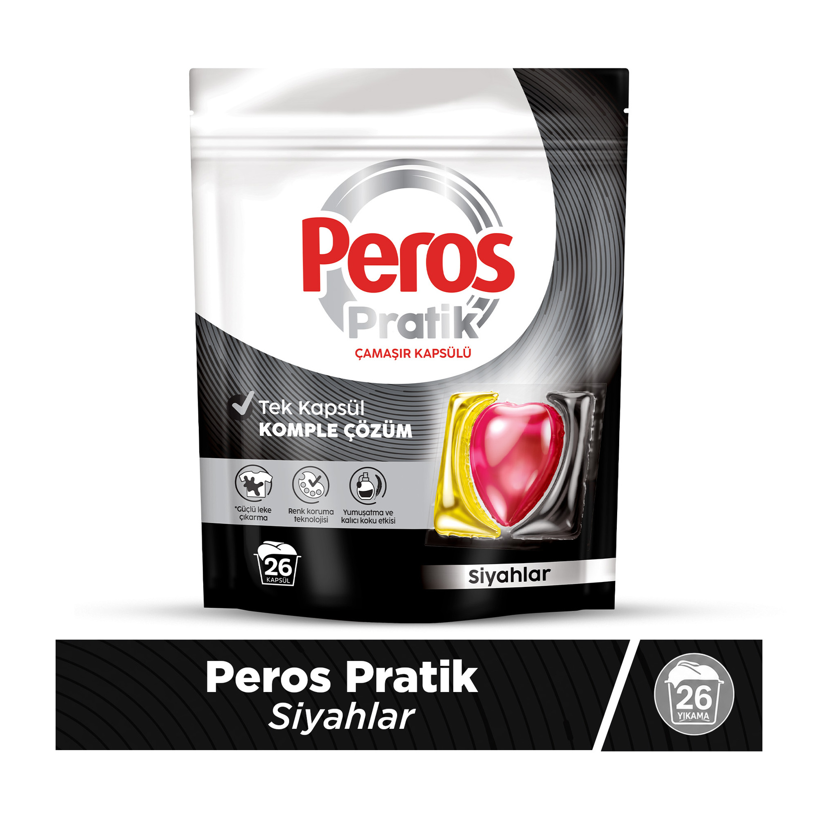 Peros Pratik Çamaşır Kapsülü Siyahlar 26 Adet 2 Paket