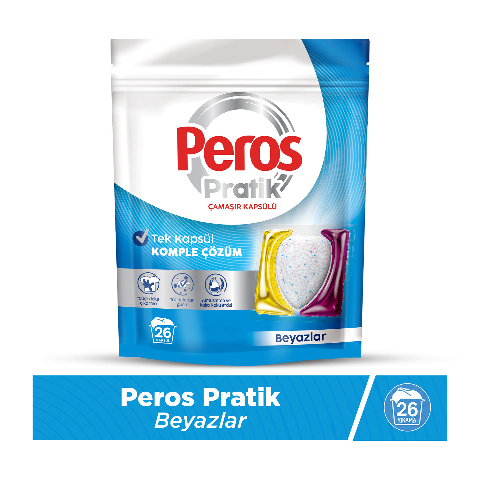 Peros Pratik Çamaşır Kapsülü Beyazlar 26 Adet 4 Paket