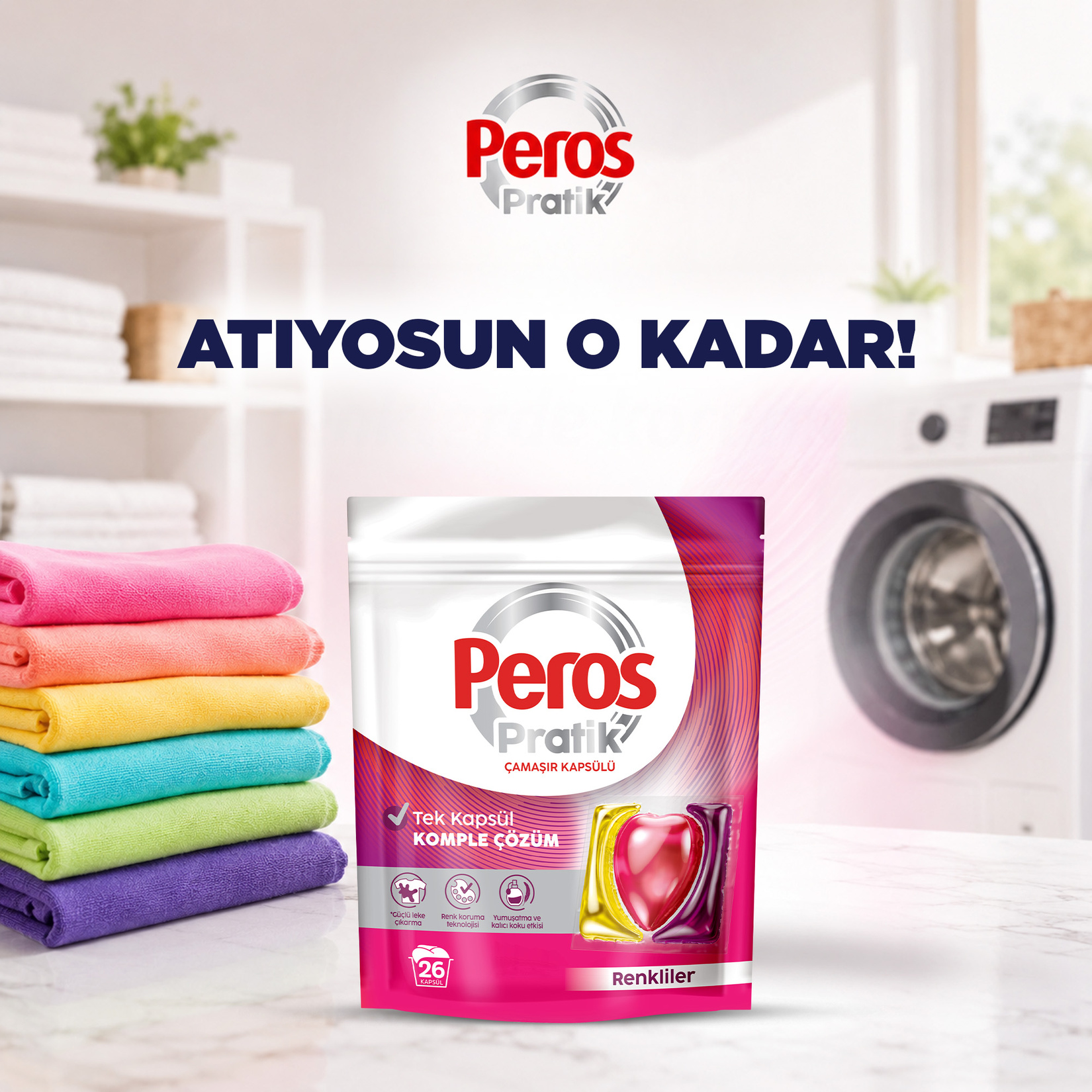 Peros Pratik Çamaşır Kapsülü Renkliler 26 Adet 2 Adet