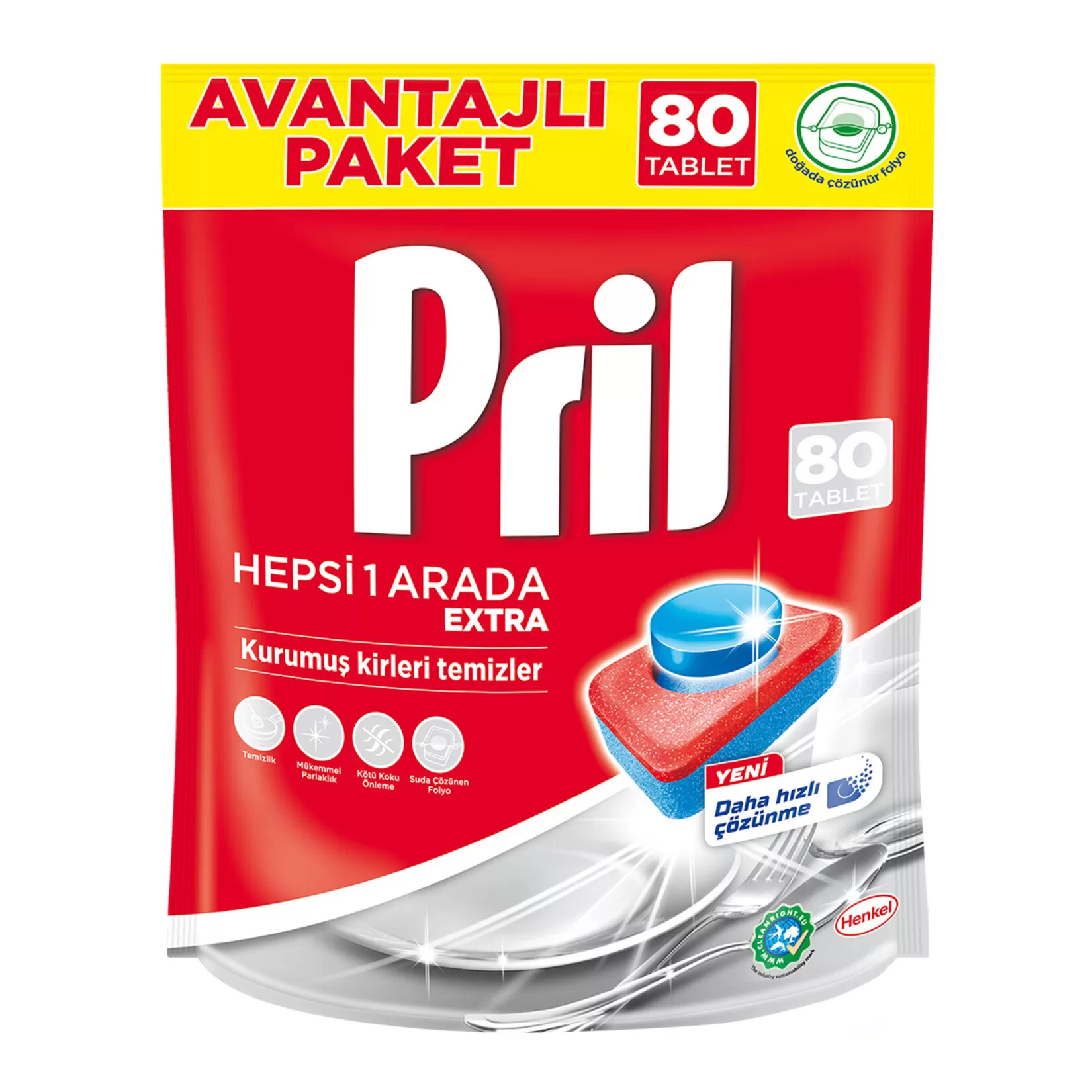 Pril Hepsi Bir Arada Extra Bulaşık Makine Deterjanı 80x2 160 Tablet