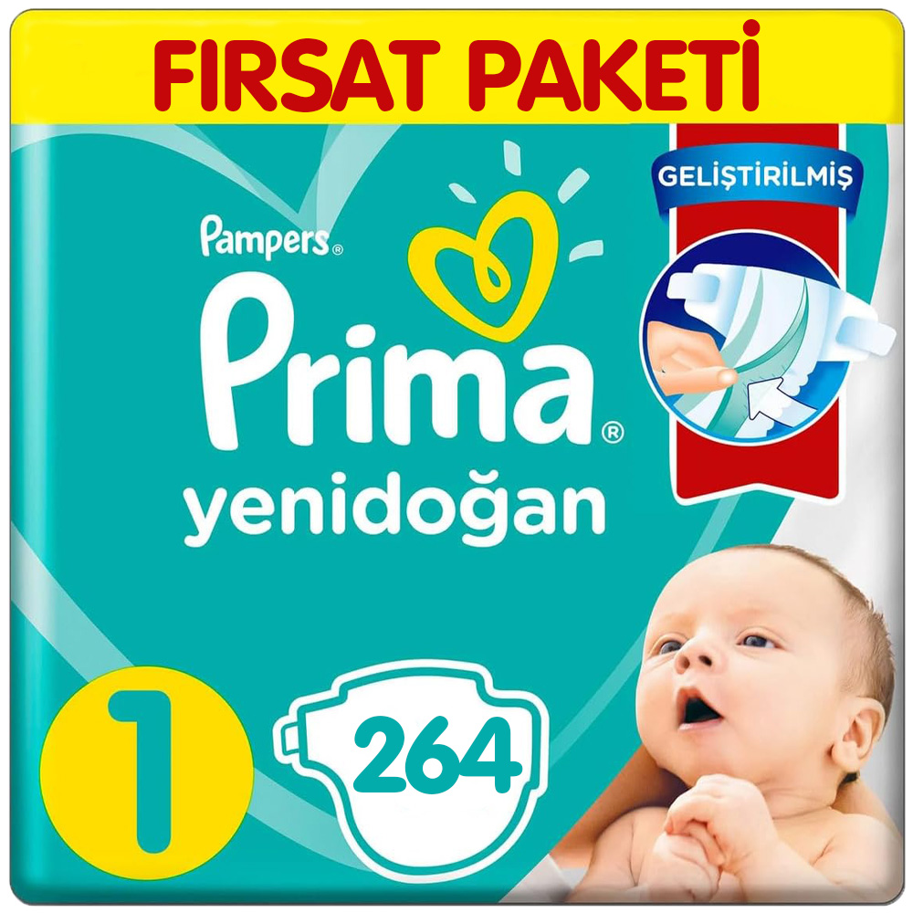 Prima 1 Beden Yenidoğan Aktif Bebek Bezi 44x6 264 Adet