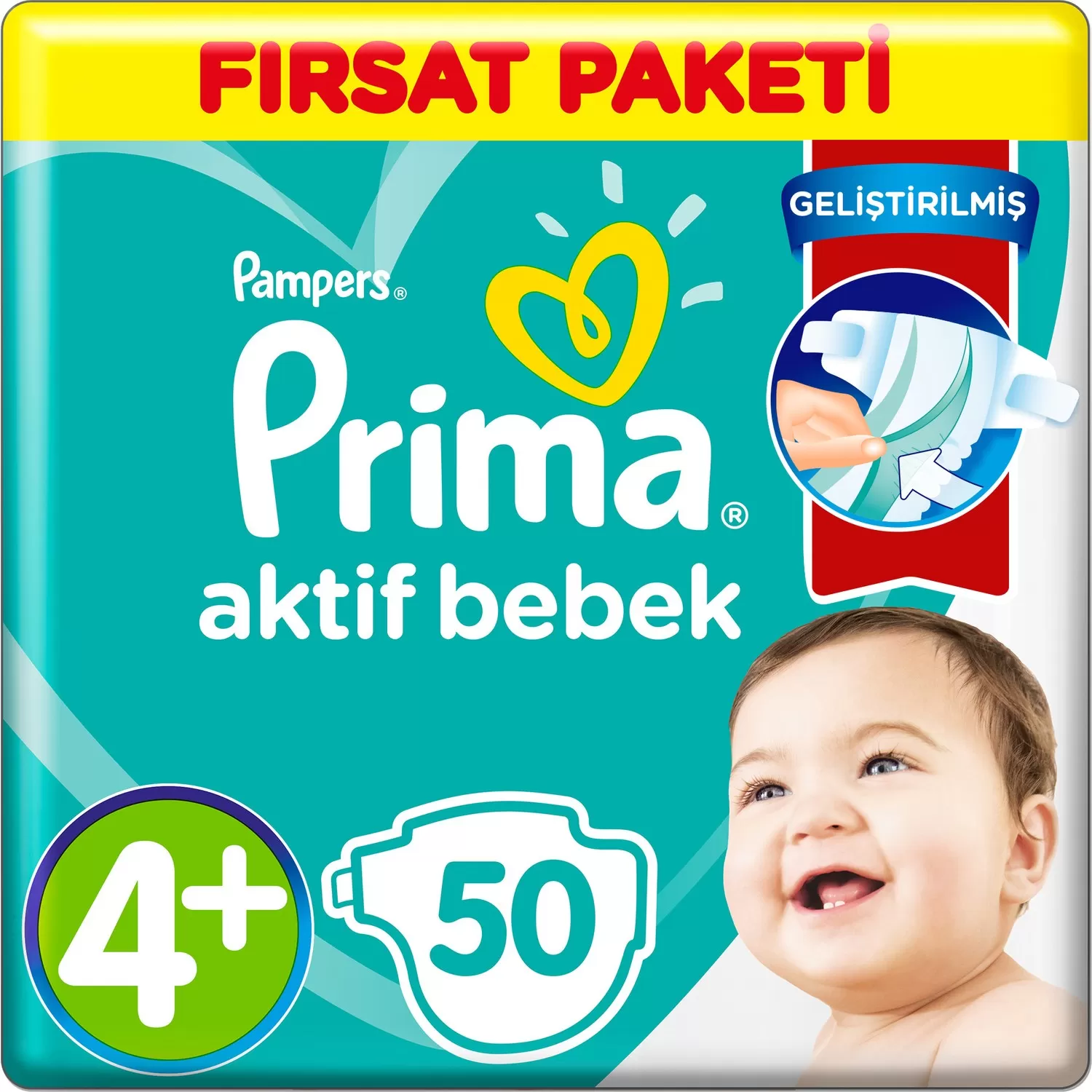 Prima 4+ Beden Bebek Bezi Fırsat Paketi 10-15 Kg 50 Adet