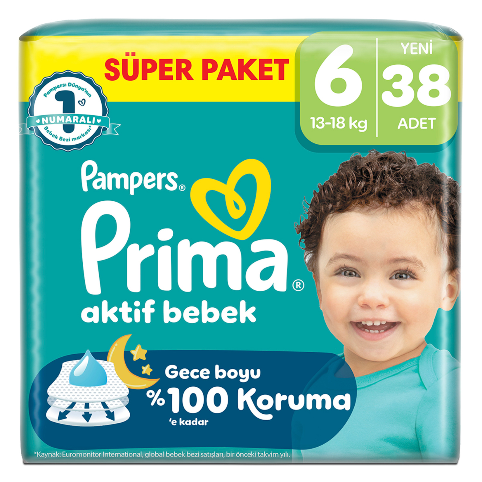 Prima 6 Beden Aktif Bebek Bezi Süper Paket 38x2 76 Adet