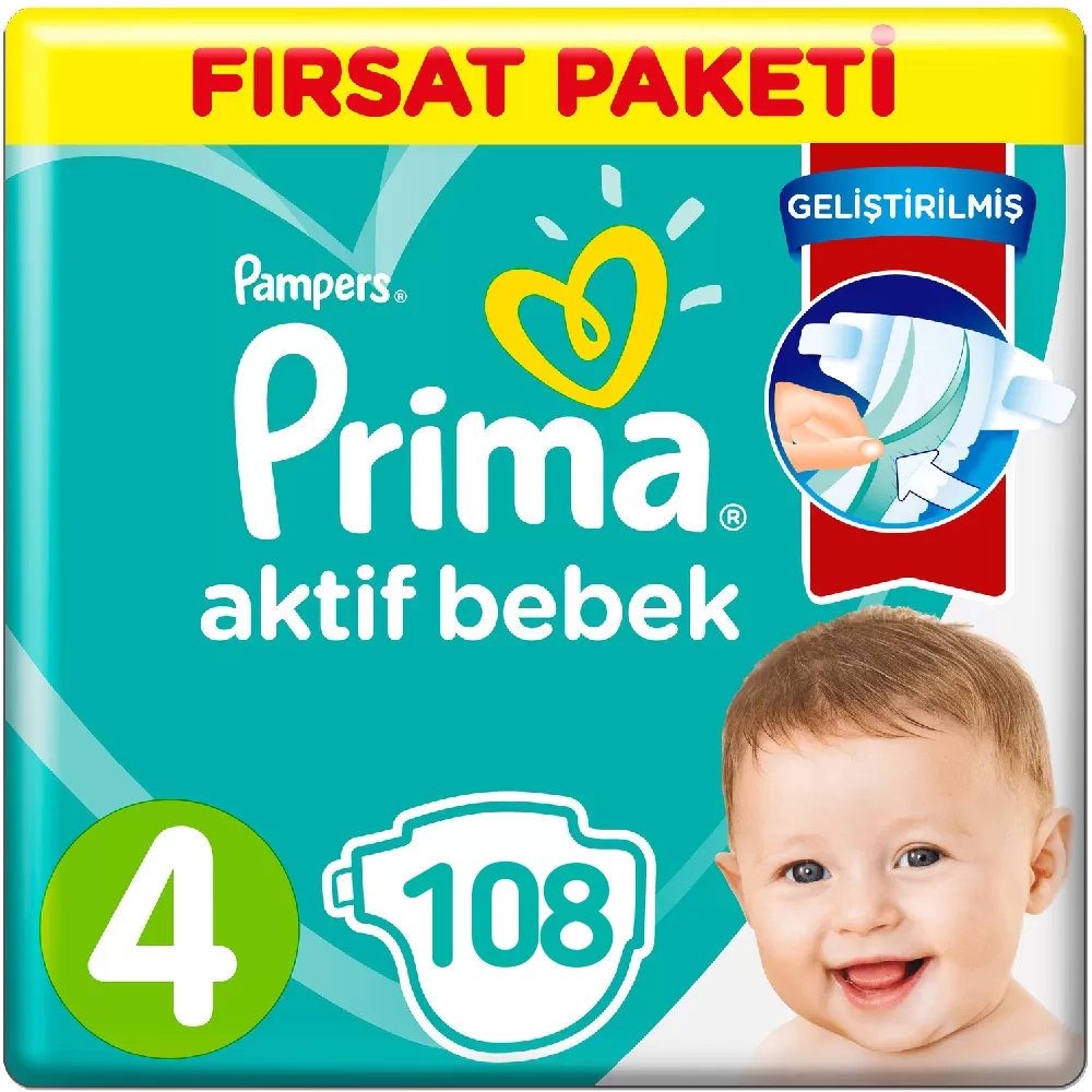 Prima Bebek Bezi 4 Beden Fırsat Paketi 7-14 Kg (2*54) 108 Adet