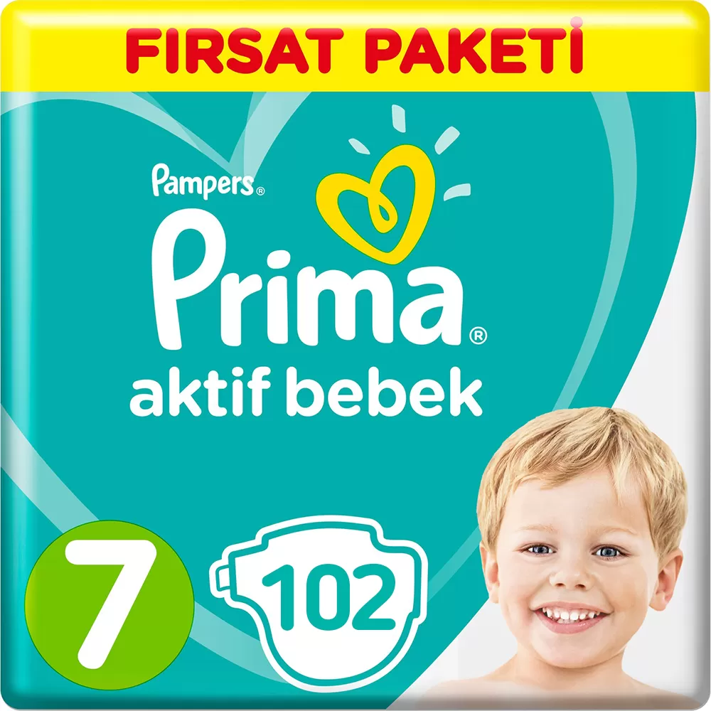 Prima Bebek Bezi 7 Beden Fırsat Paketi 15+ Kg (3*34) 102 Adet