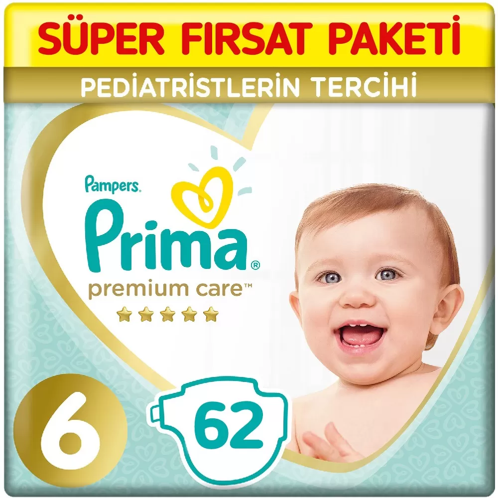 Prima Premium Care 6 Beden Bebek Bezi  62 Adet