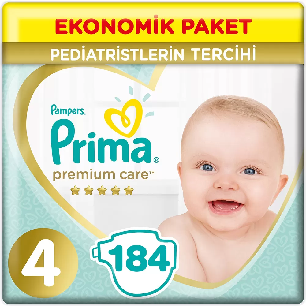 Prima Premium Care 4 Beden Ekonomik Paket 9-14 Kg (4*46) 184 Adet