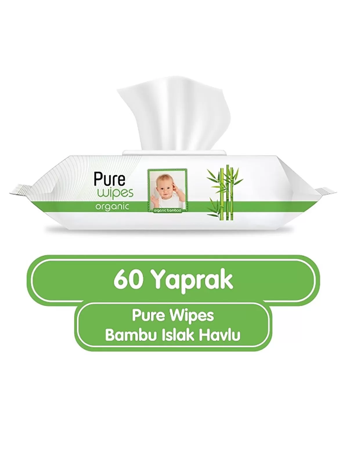 Pure Wipes Organik Bambu Islak Havlu Mendil 60x3 180 Yaprak