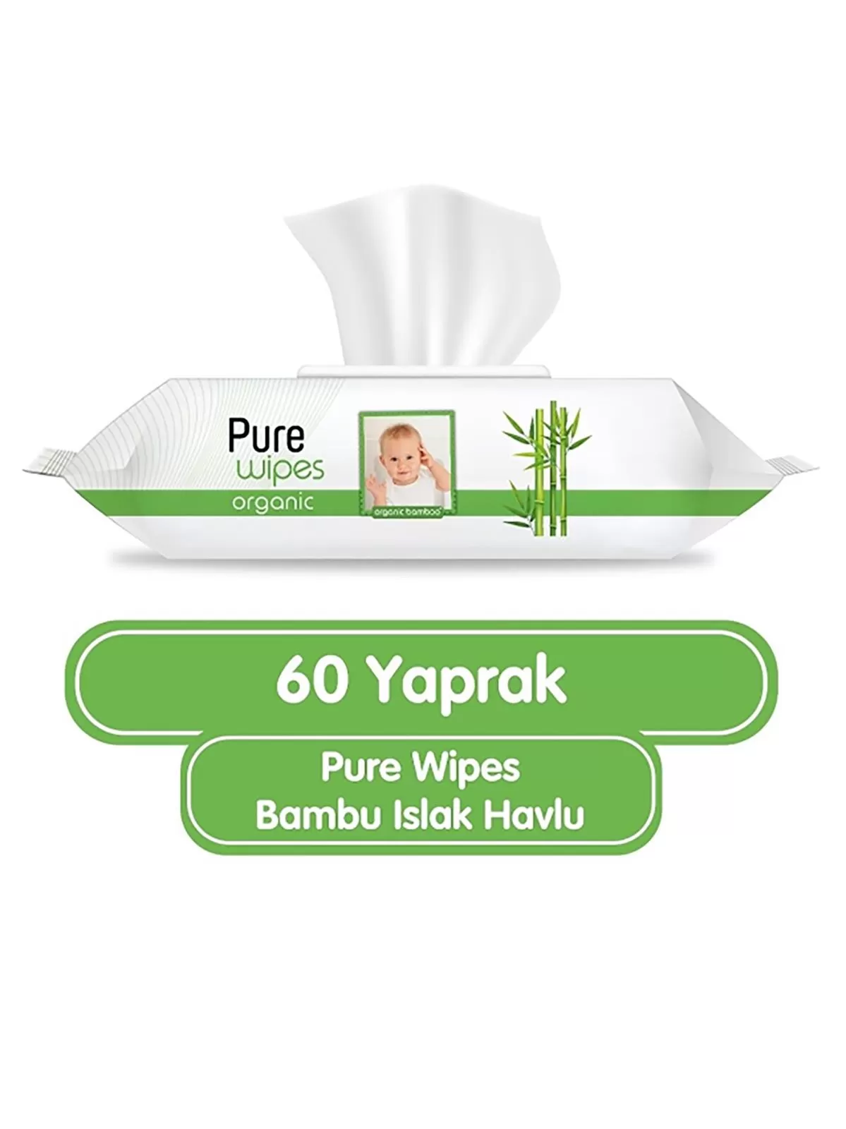 Pure Wipes Organik Bambu Islak Havlu Mendil 60 Yaprak Pure Wipes Organik Bambu Islak Havlu Mendil 60 Yaprak
