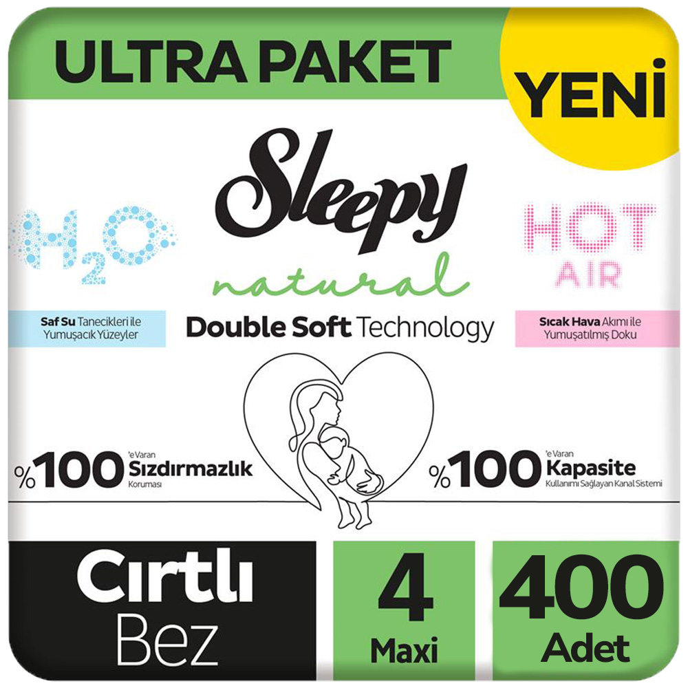 Sleepy 4 Beden Double Soft Natural Bebek Bezi Ultra Paket 100x4 400 Adet