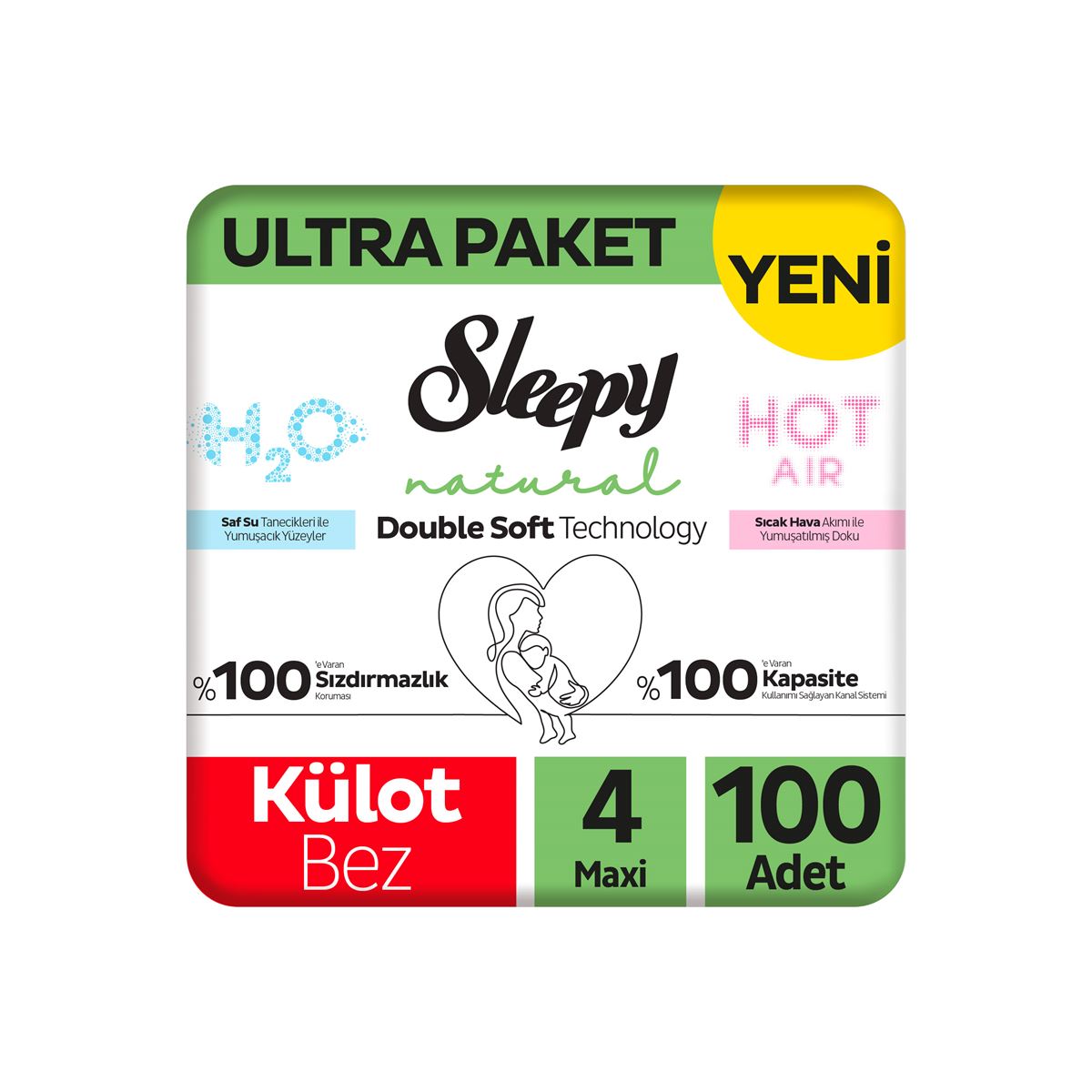 Sleepy 4 Beden Külot Bez Natural Double Soft Ultra Paket 100x4 400 Adet