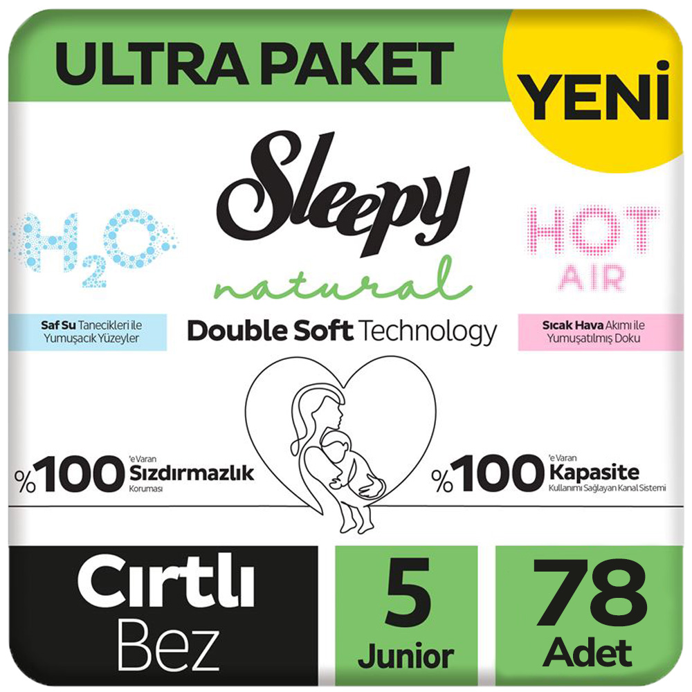 Sleepy 5 Beden Double Soft Natural Bebek Bezi Ultra Paket 78 Adet