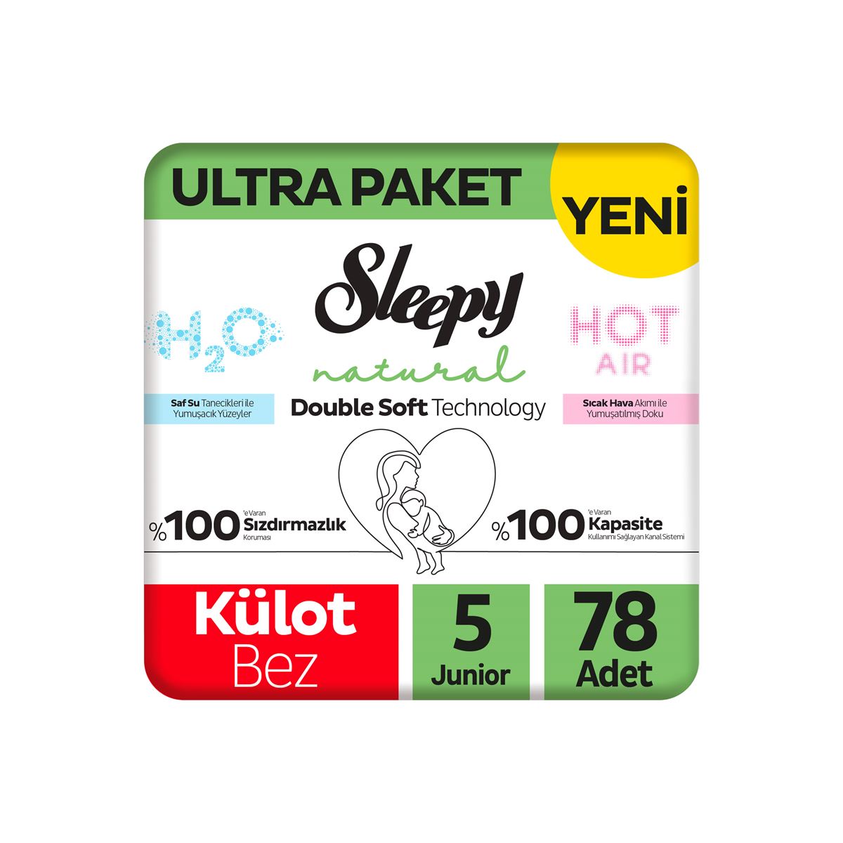 Sleepy 5 Beden Külot Bez Natural Double Soft Ultra Paket 78 Adet