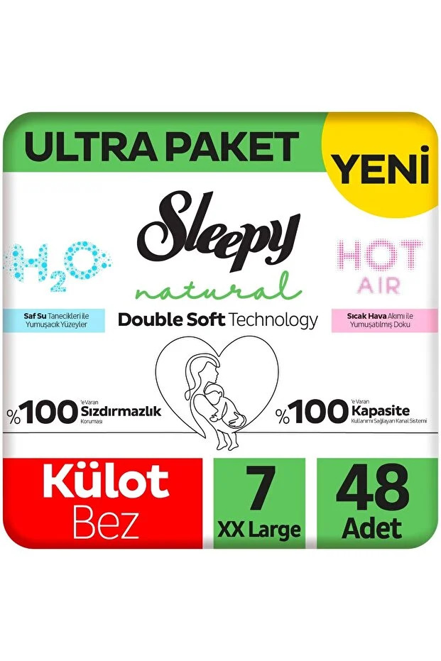 Sleepy 7 Beden Külot Bez Natural Double Soft Ultra Paket 48x2 96 Adet