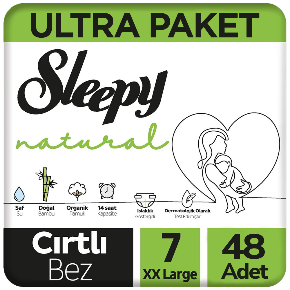 Sleepy 7 Beden Natural Bebek Bezi Ultra Paket 48 Adet