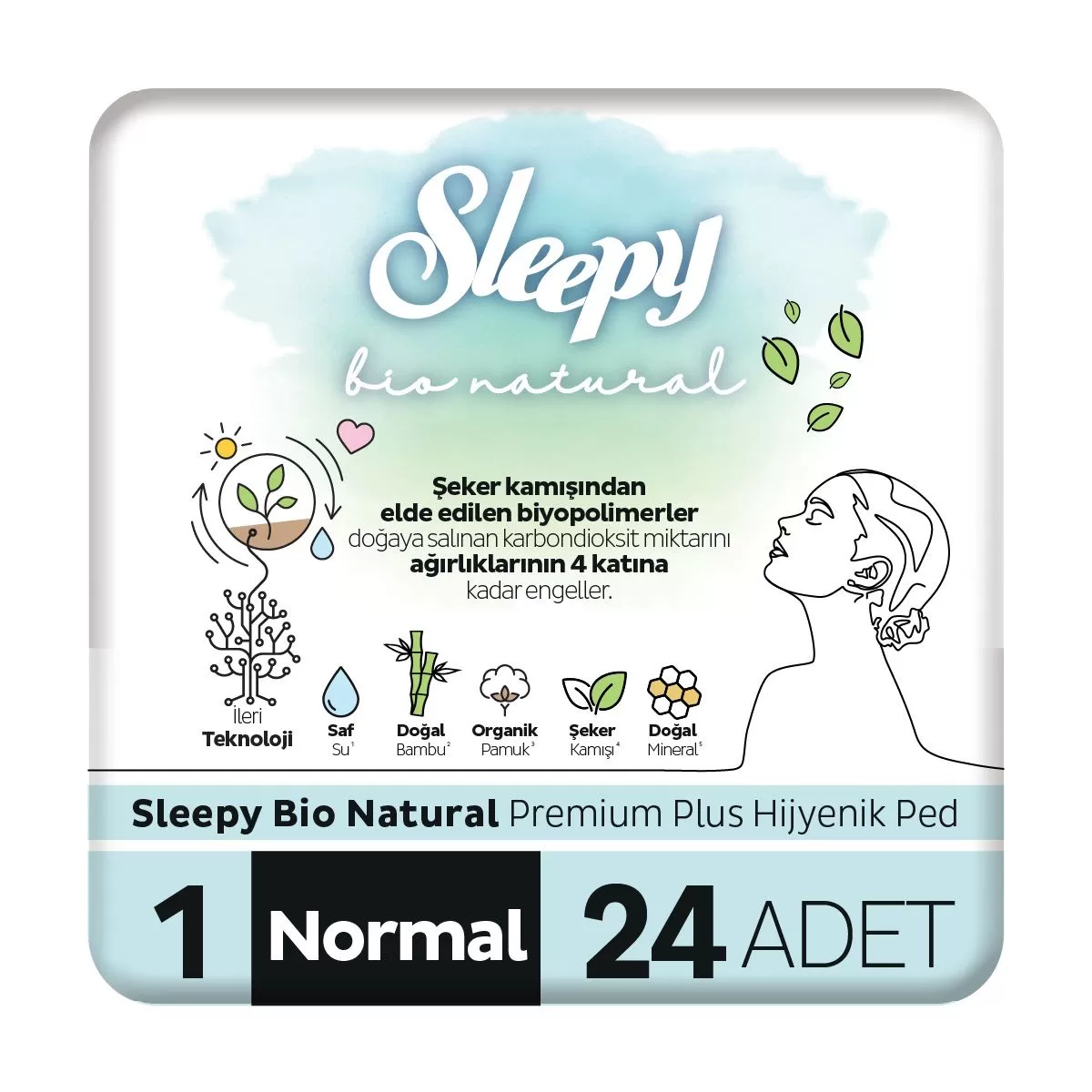 Sleepy Bio Natural Premium Plus Hijyenik Ped Normal 24x2 48 Adet Ped