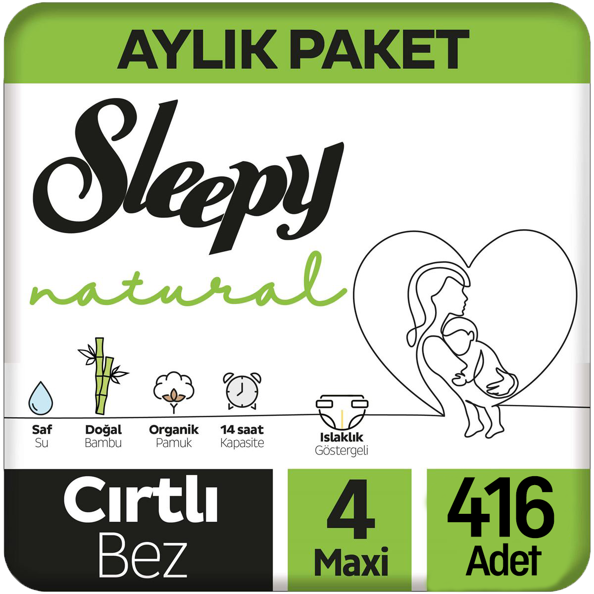 Sleepy Natural Bebek Bezi 4 Beden 104x4 416 Adet