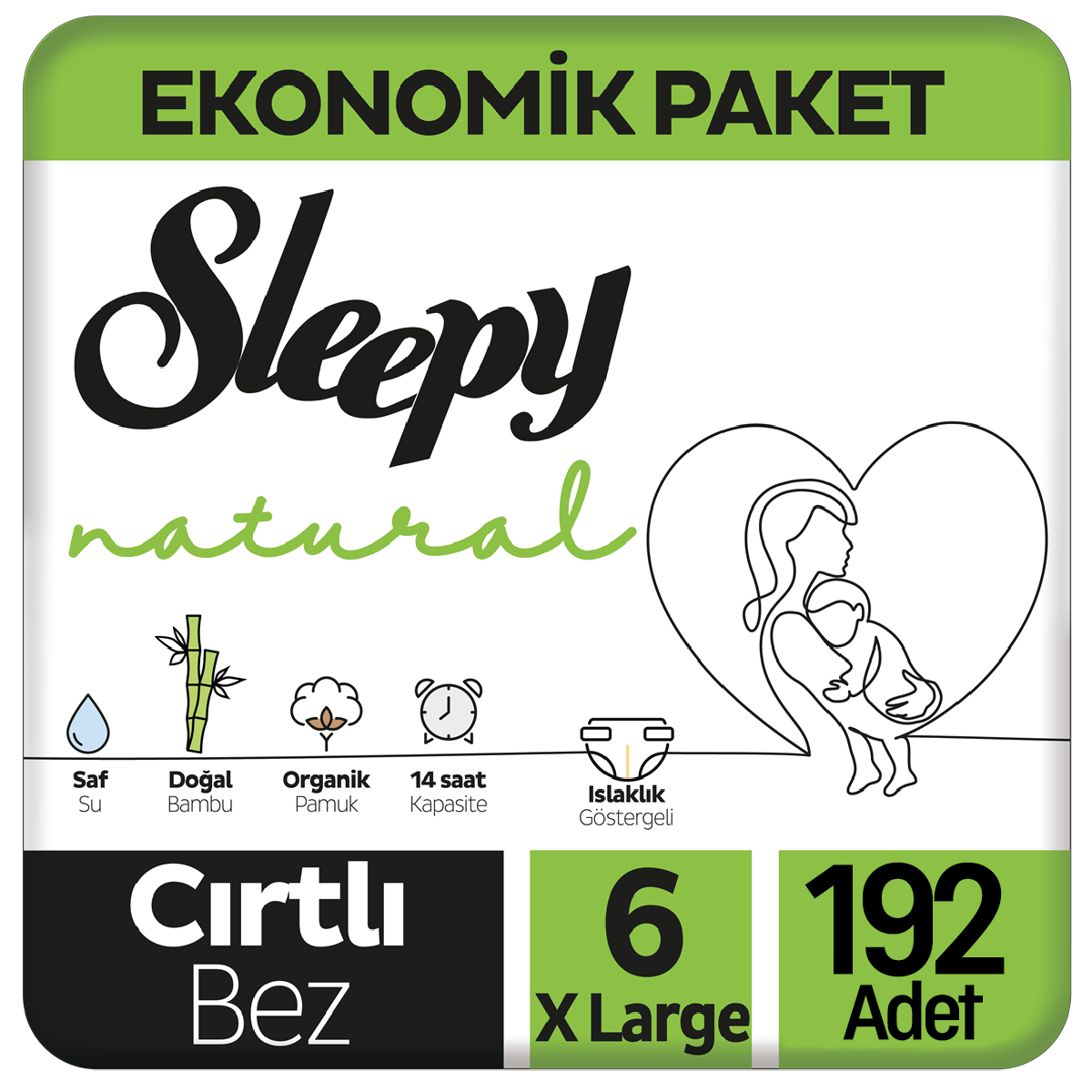 Sleepy Natural Bebek Bezi Ekonomik Paket 6 Beden 32x6 192 Adet