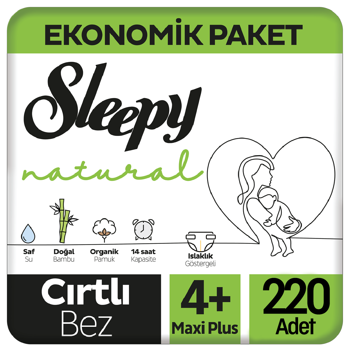 Sleepy Natural Bebek Bezi Ekonomik Paket 4+ Beden 44x5 220 Adet