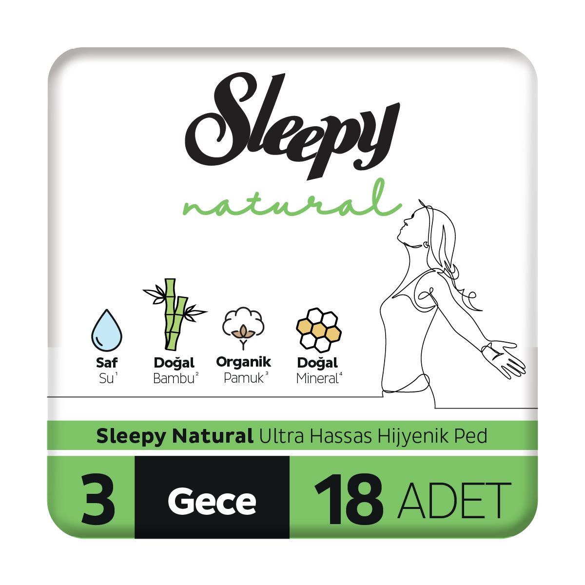 Sleepy Natural Ultra Hassas Hijyenik Ped Gece 18x3 54 Adet