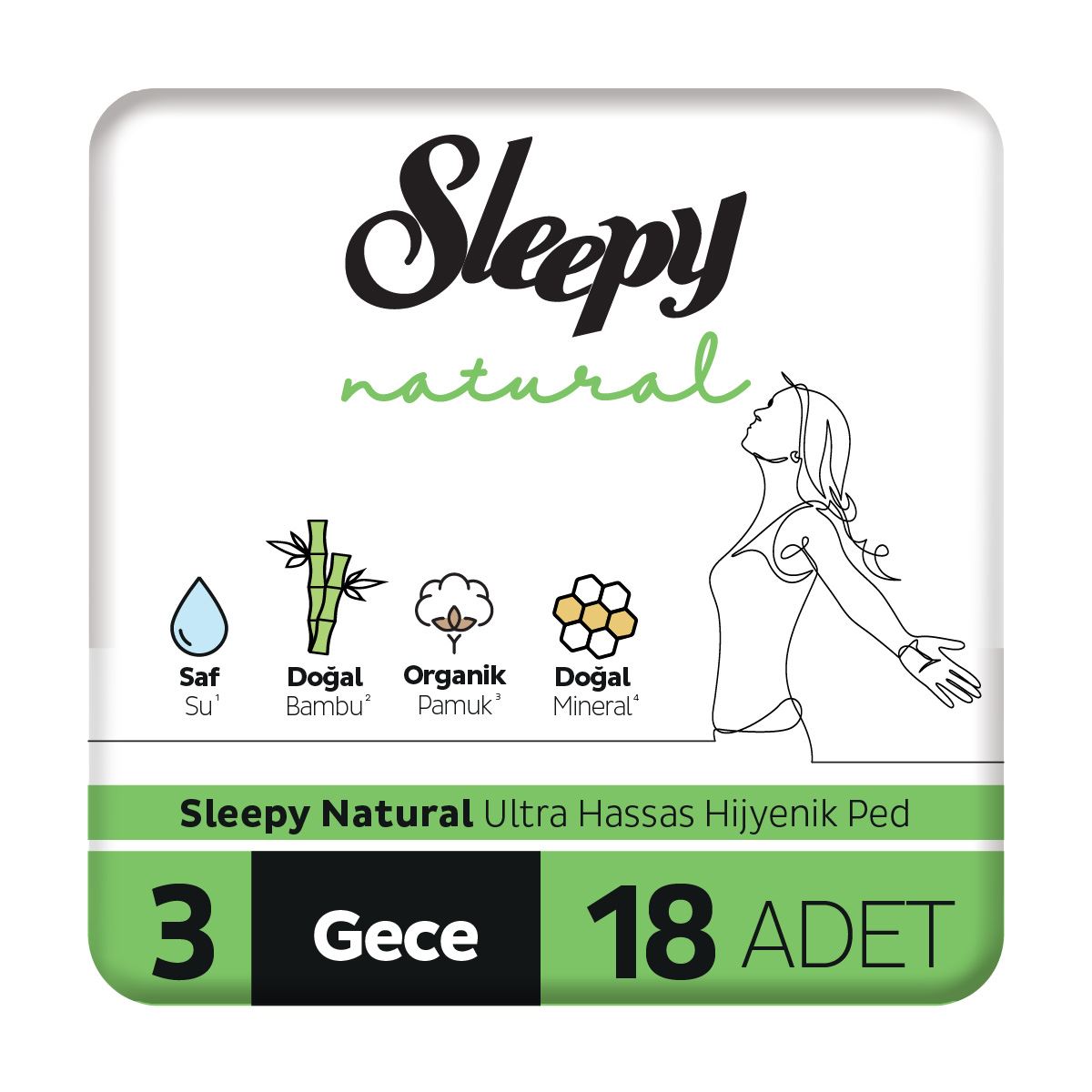 Sleepy Natural Ultra Hassas Hijyenik Ped Gece 18x5 90 Adet