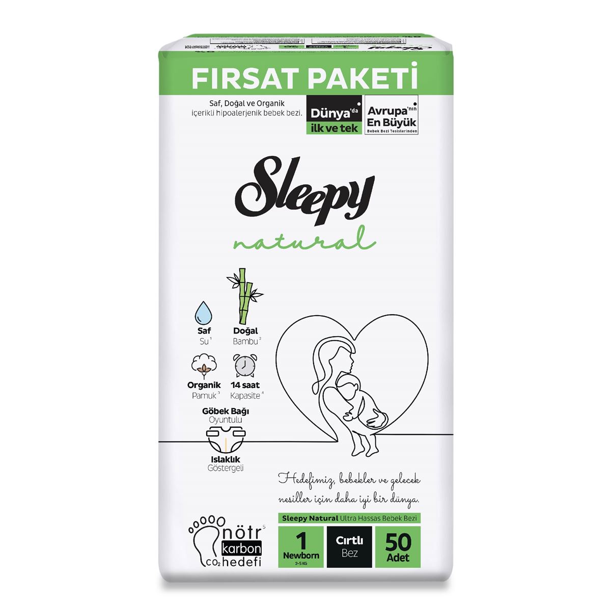 Sleepy Natural Bebek Bezi Fırsat Paketi 1 Beden 50x4 200 Adet