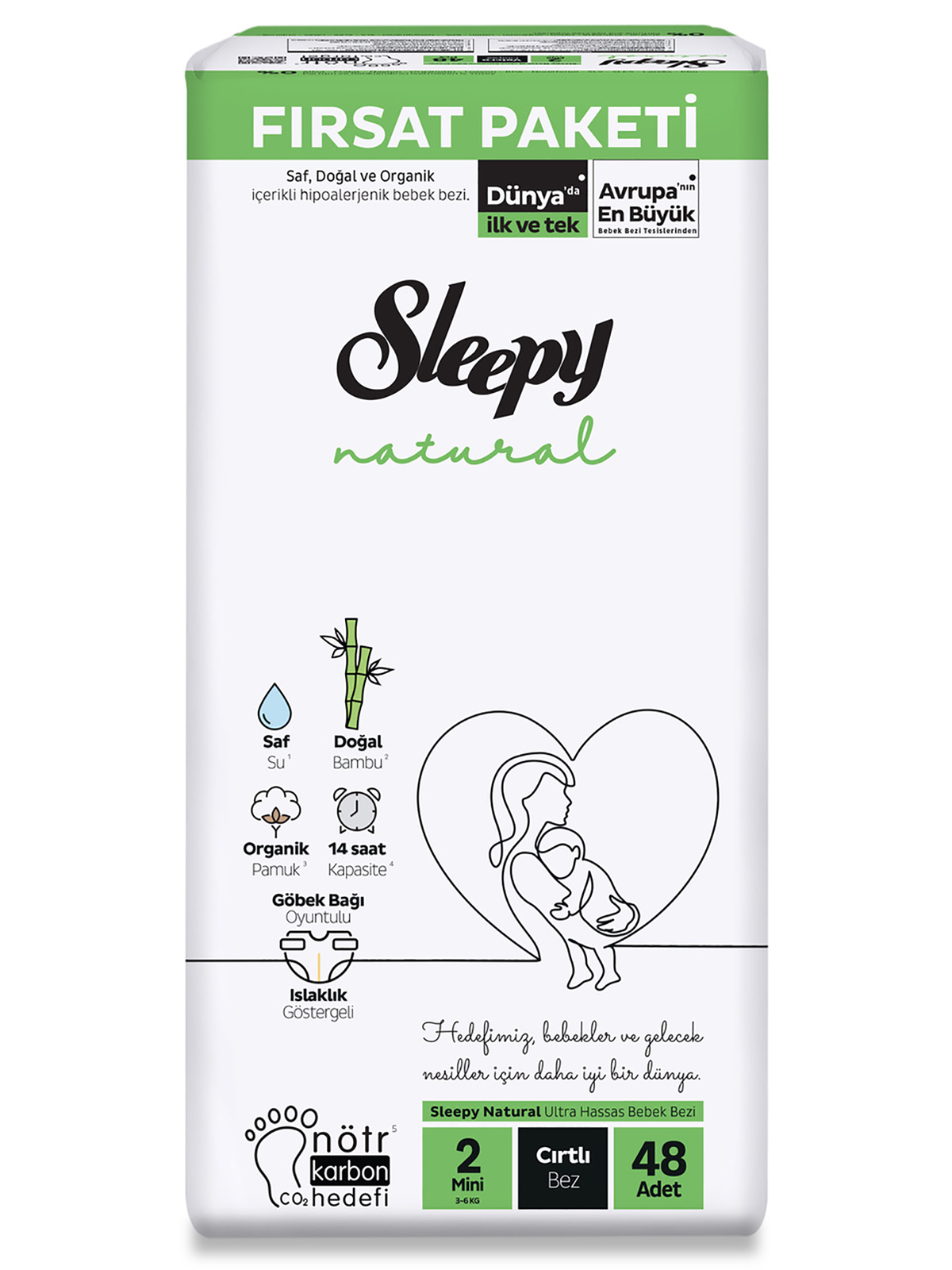 Sleepy Natural Bebek Bezi Fırsat Paketi 2 Beden 48x3 144 Adet