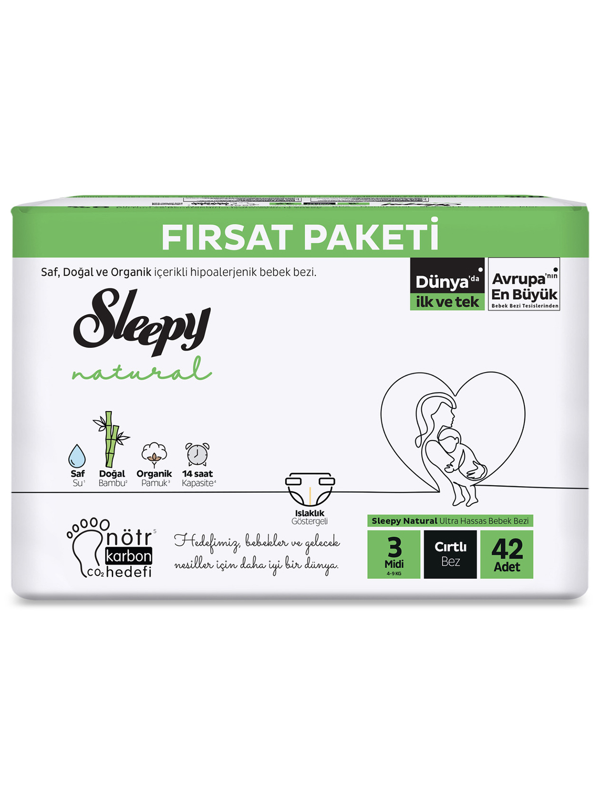 Sleepy Natural Bebek Bezi Fırsat Paketi 3 Beden 42x5 210 Adet