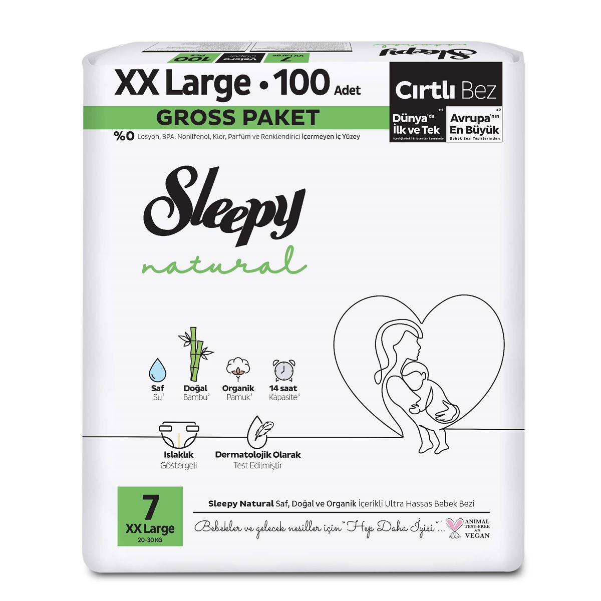 Sleepy Natural Gross Paket Bebek Bezi 7 Beden 100x4 400 Adet