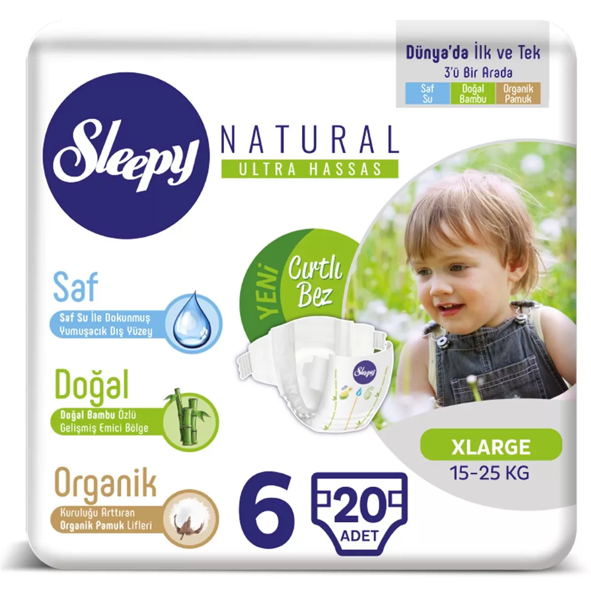 Sleepy Natural Bebek Bezi 6 Numara 15-25 Kg 20 Adet