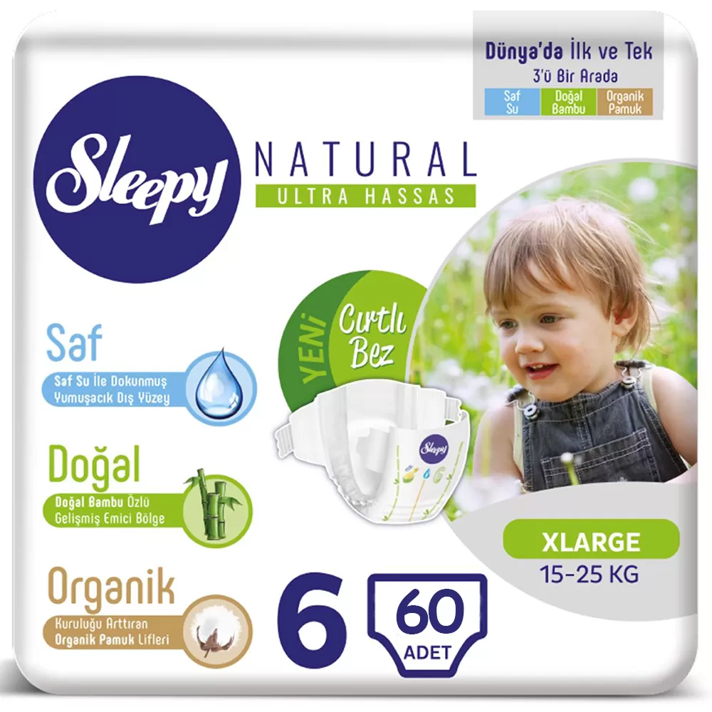 Sleepy Natural Bebek Bezi 6 Numara 15-25 Kg (3*20) 60 Adet