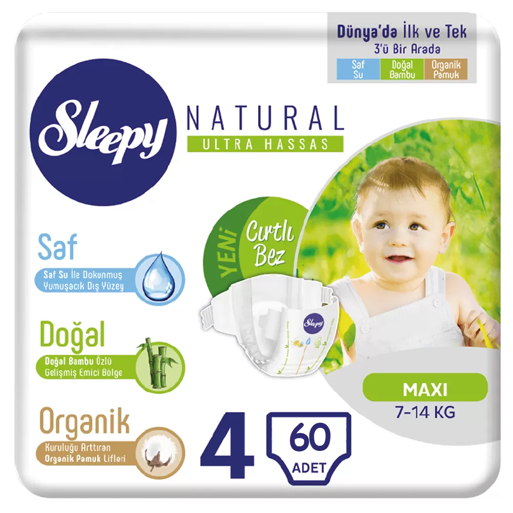 Sleepy Natural Bebek Bezi 4 Numara 7-14 Kg (2*30) 60 Adet