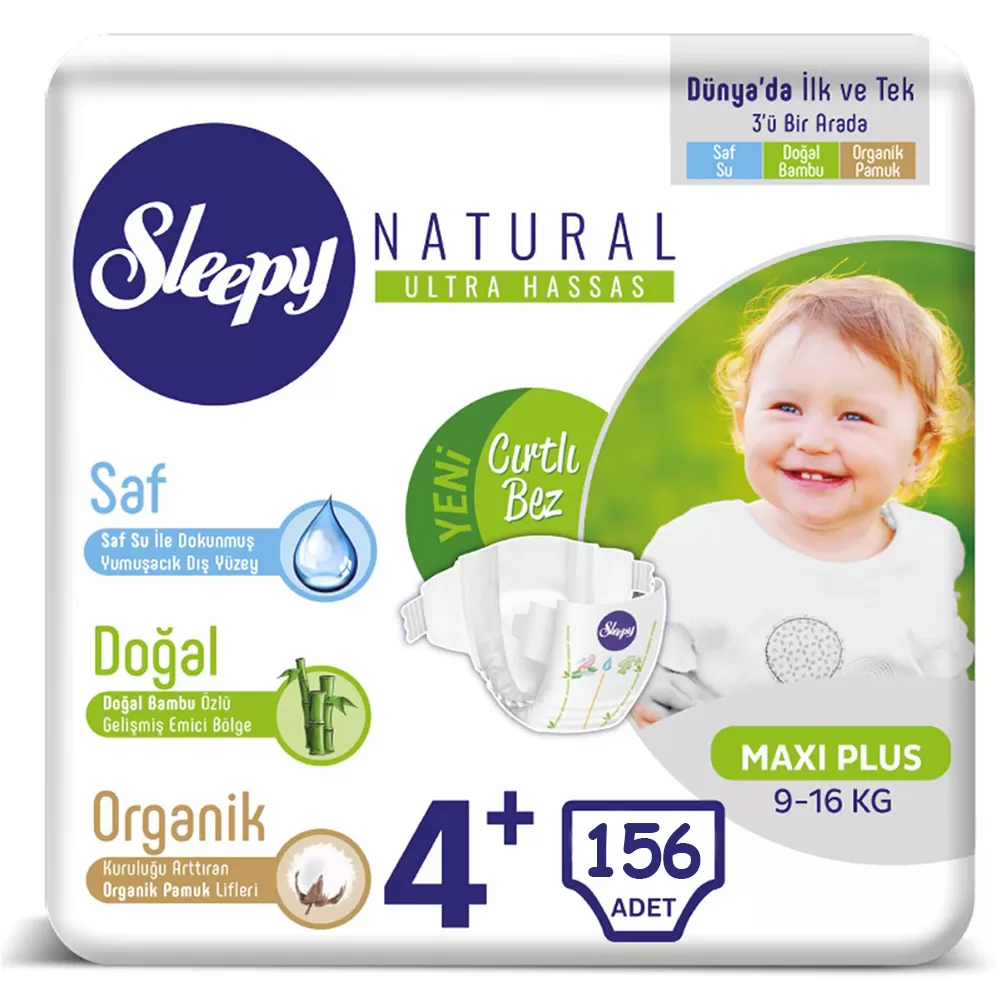 Sleepy Natural Bebek Bezi 4+ Numara 9-16 Kg (6*26) 156 Adet