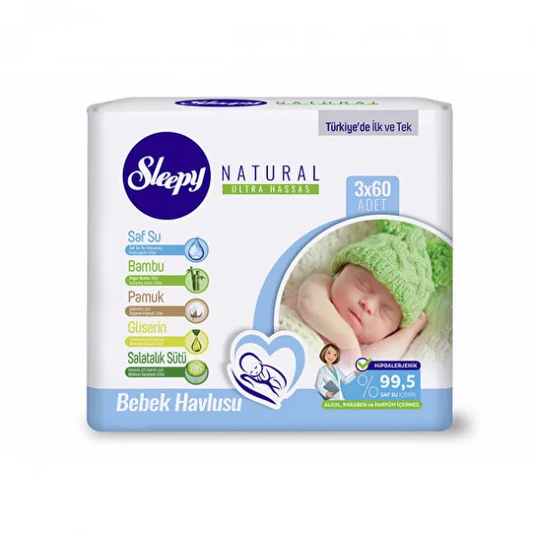 Sleepy Natural Islak Havlu Mendil 3 Adet 180 Yaprak Sleepy Natural Islak Havlu Mendil 3 Adet 180 Yaprak