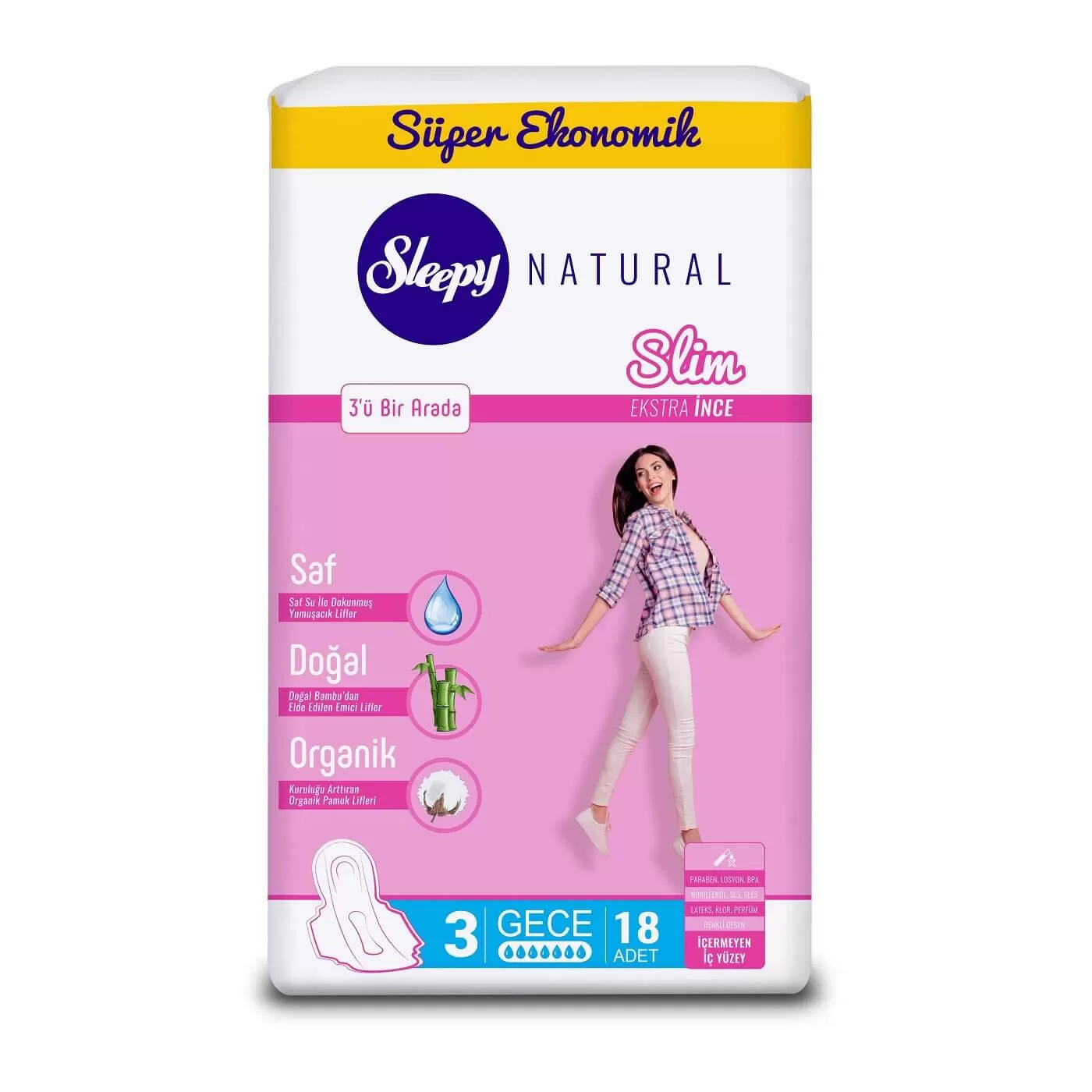 Sleepy Natural Slim Ekstra İnce Ped Gece 18 Adet