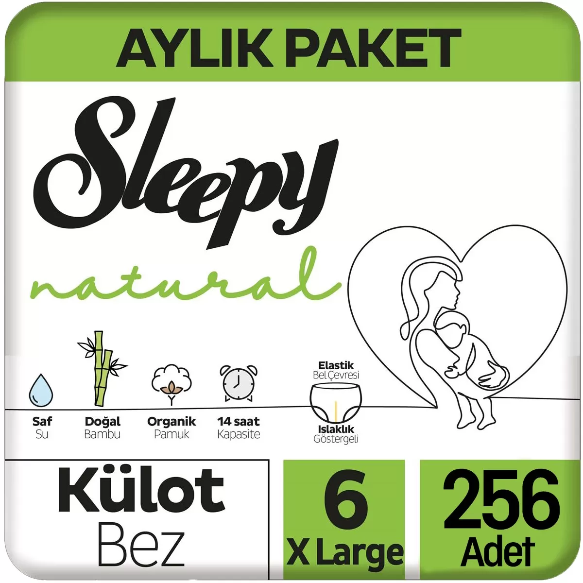 Sleepy Natural 6 Beden Külot Bebek Bezi 64x4 256 Adet