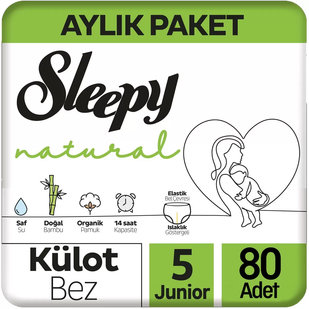 Sleepy Natural 5 Beden Külot Bebek Bezi 80 Adet