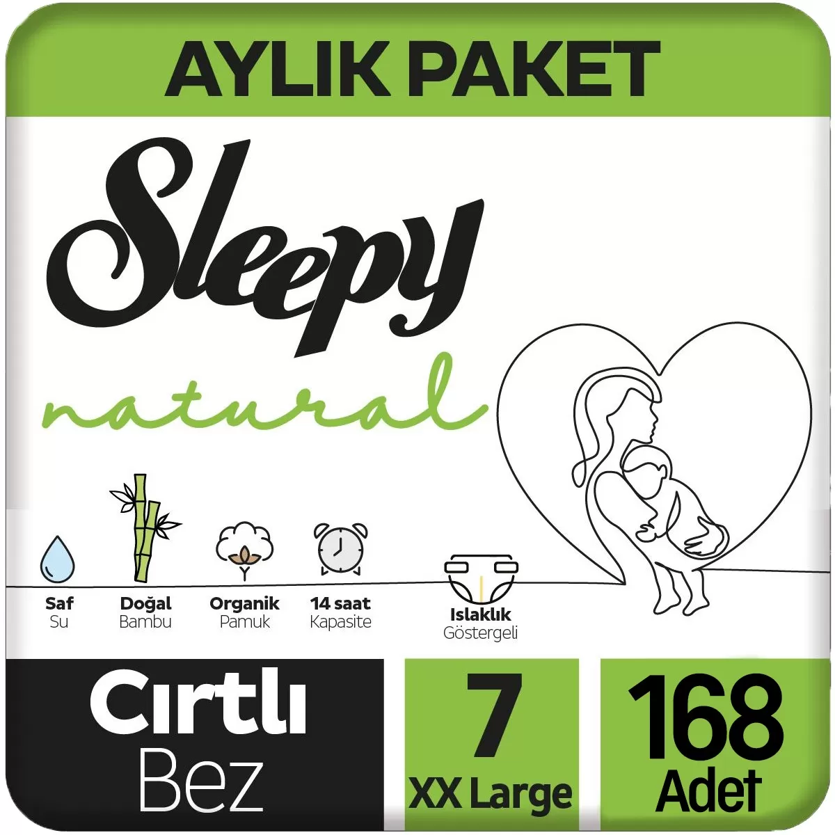 Sleepy Natural Bebek Bezi 7 Beden 56x3 168 Adet Sleepy Natural Bebek Bezi 7 Beden 56x3 168 Adet
