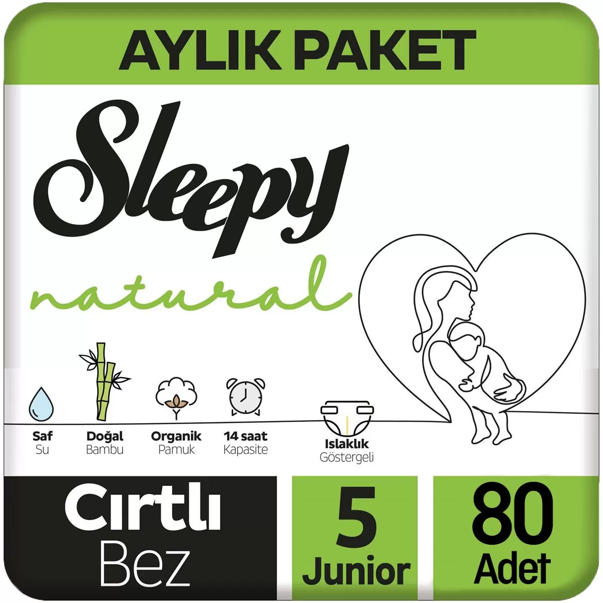 Sleepy Natural Bebek Bezi 5 Beden 80 Adet