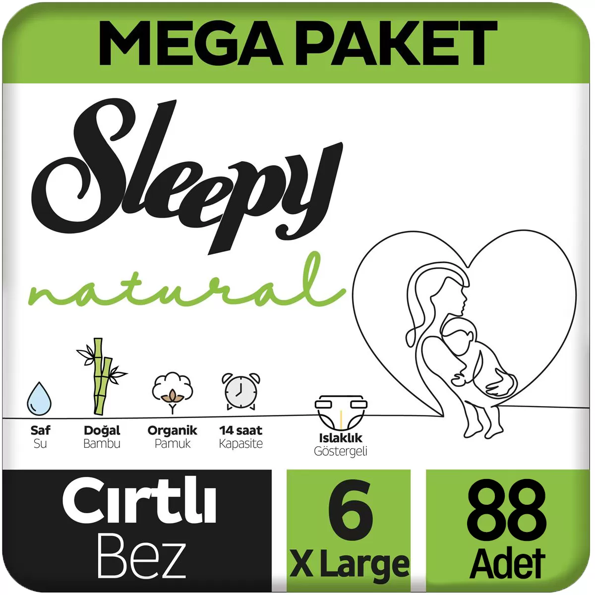 Sleepy Natural Mega Paket 6 Beden 88 Adet