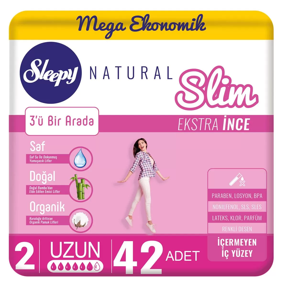 Sleepy Natural Slim Ekstra İnce Ped Uzun 42x2 84 Adet