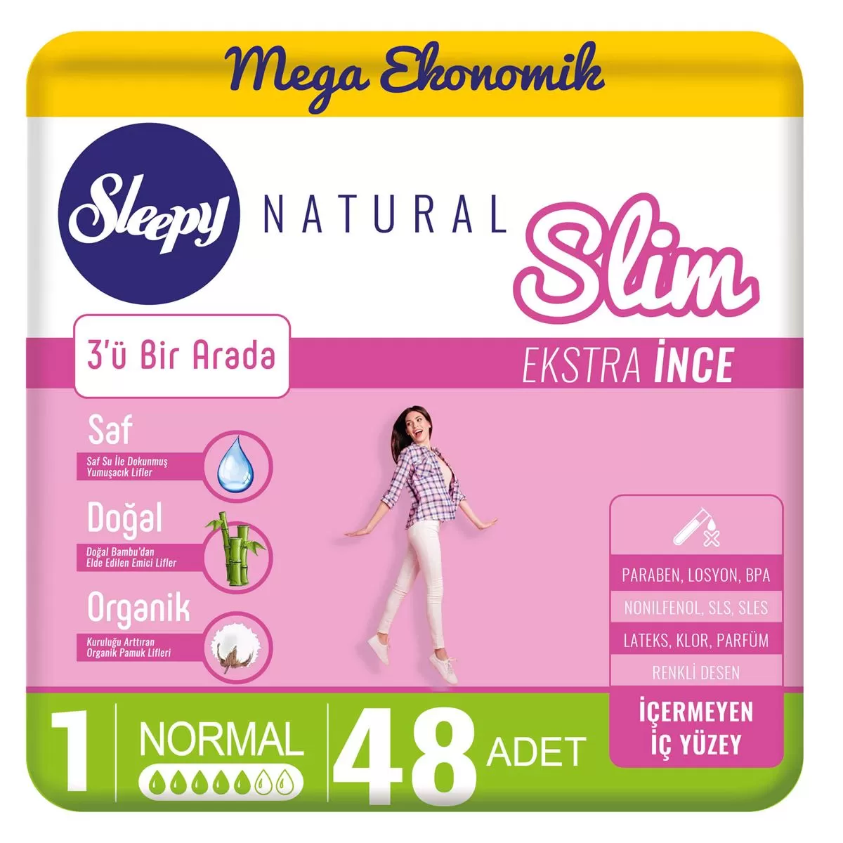 Sleepy Natural Slim Ekstra İnce Ped Normal 48x2 96 Adet