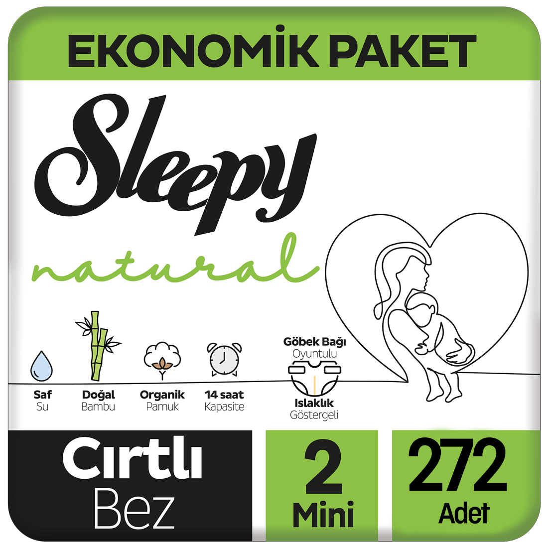 Sleepy Natural Bebek Bezi Ekonomik Paket 2 Beden 68x4 272 Adet