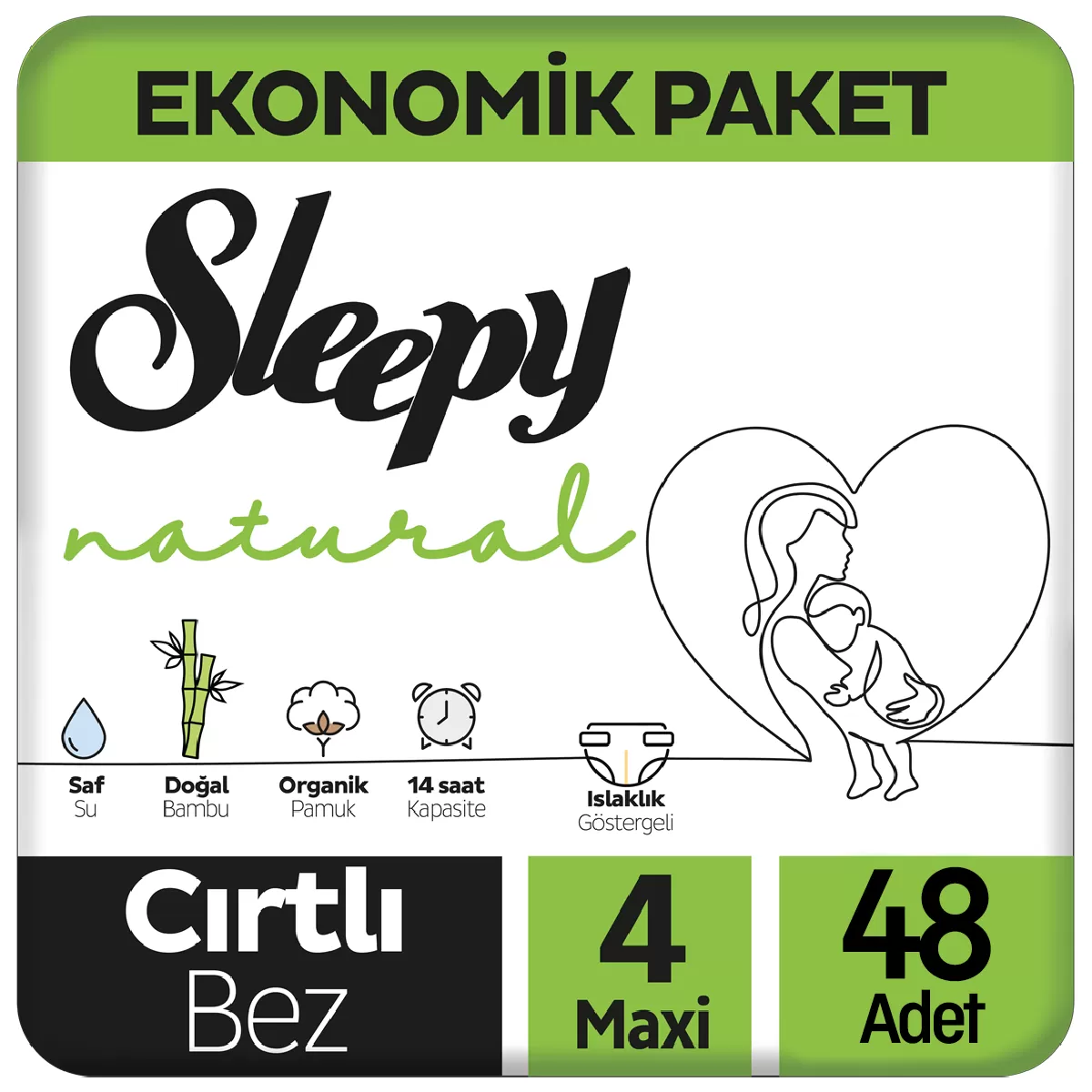 Sleepy Natural Bebek Bezi Ekonomik Paket 4 Beden 48 Adet