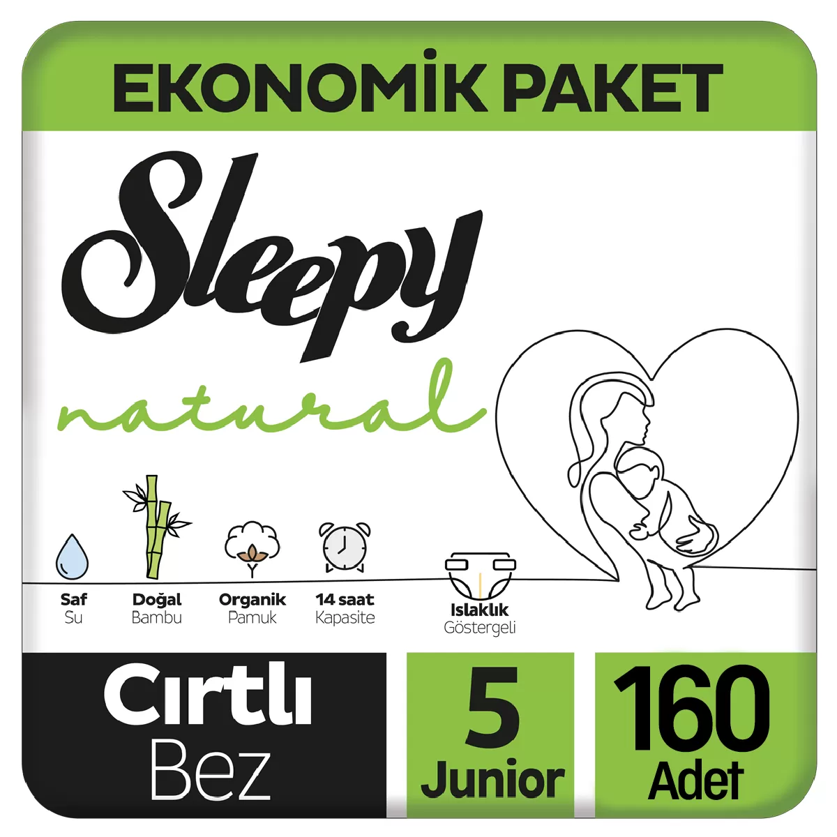 Sleepy Natural Bebek Bezi Ekonomik Paket 5 Beden 40x4 160 Adet