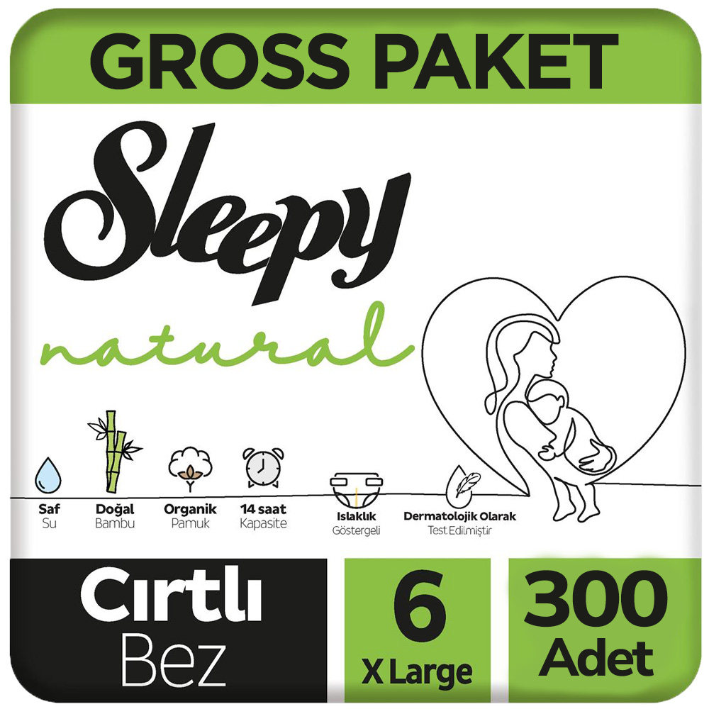 Sleepy Natural Gross Paket Bebek Bezi 6 Beden 100x3 300 Adet