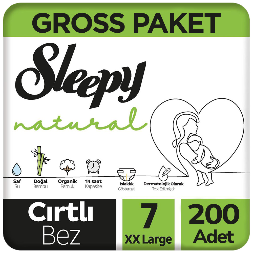 Sleepy Natural Gross Paket Bebek Bezi 7 Beden 100x2 200 Adet