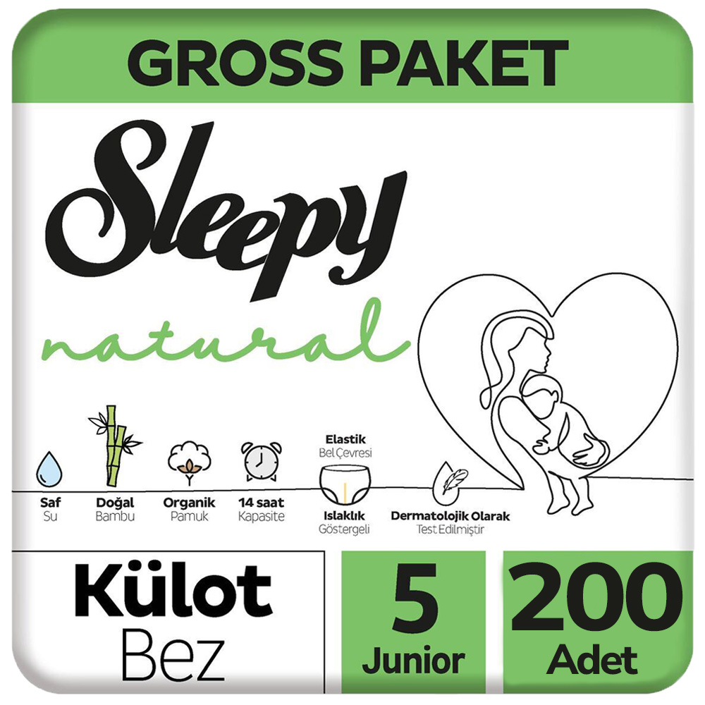 Sleepy Natural Külot Bebek Bezi 5 Beden Gross Paketi 100x2 200 Adet