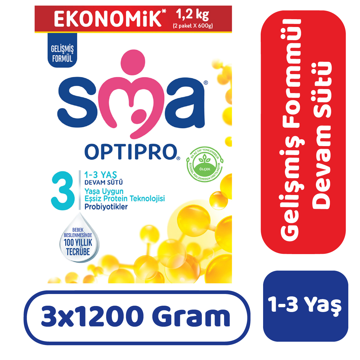 SMA Optipro 3 Devam Sütü 1200 gr 3 Adet