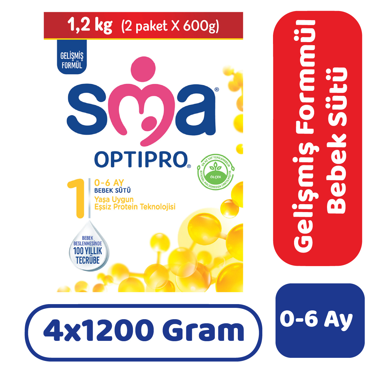 SMA Optipro 1 Bebek Sütü 1200 gr 4 Adet